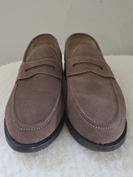 Samuel Windsor Suede Penny Loafers Light Brown Handmade Goodyear Welt Mens 9.5 main image 11